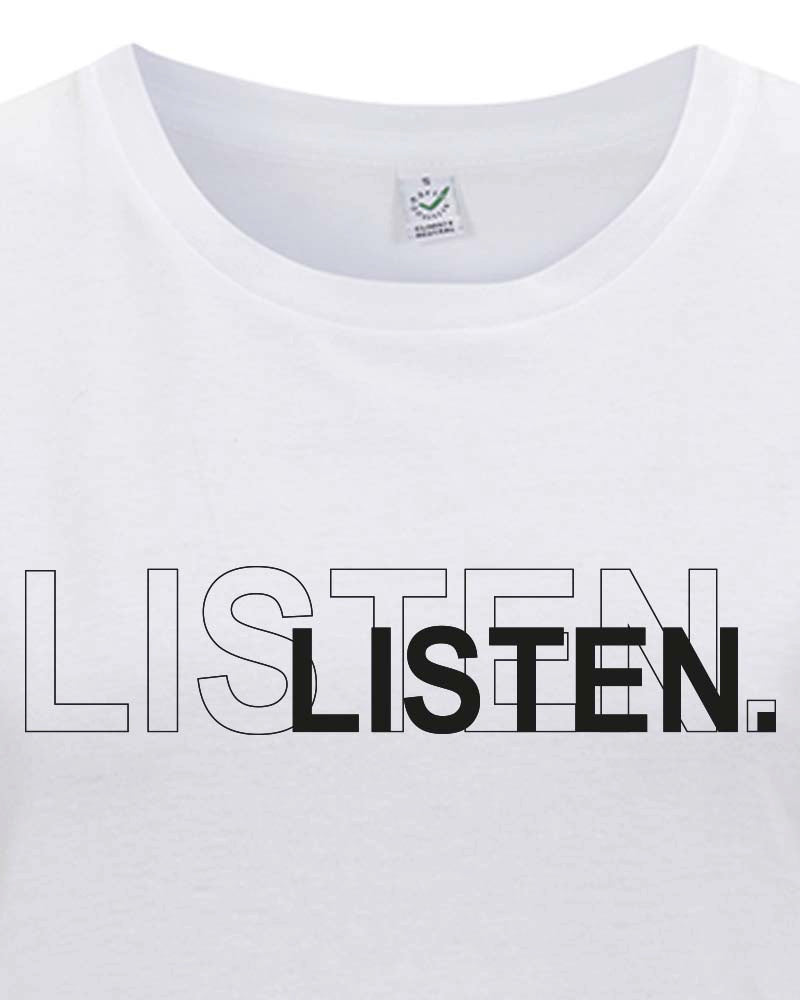 shirt | listen | white